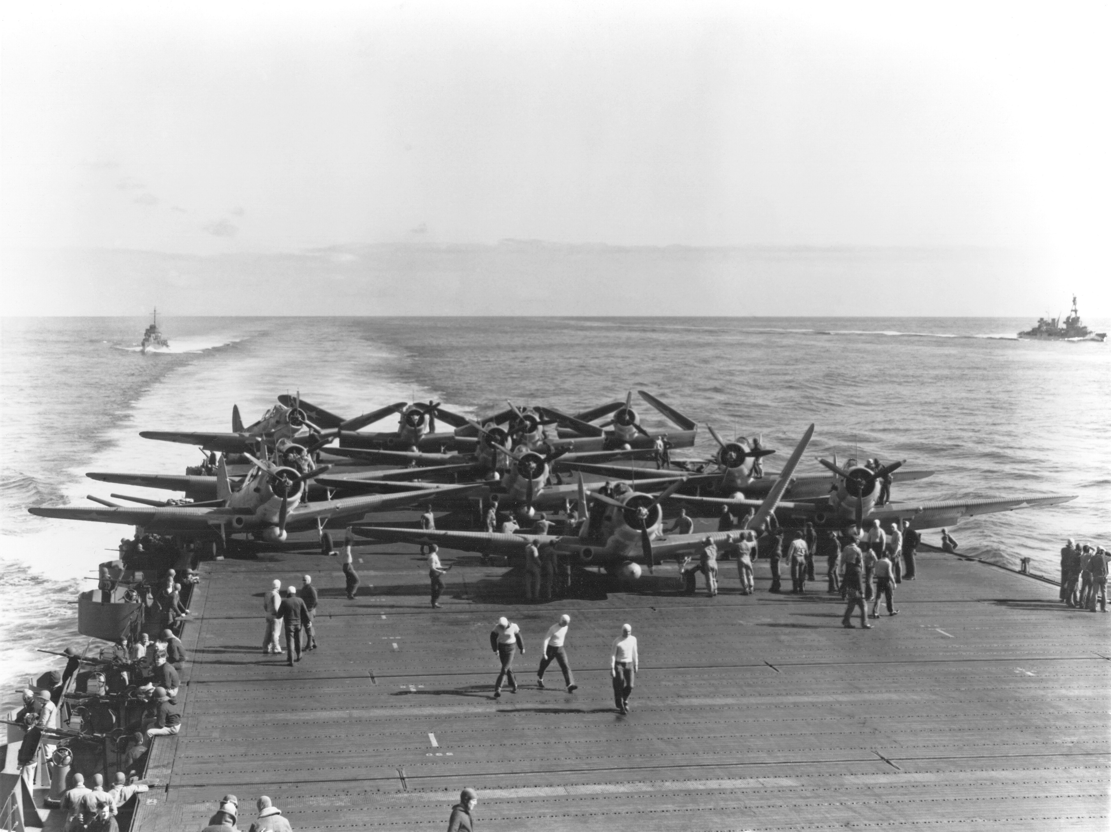 VT-6 aircraft spotted for launch aboard USS Enterprise, June 4, 1942